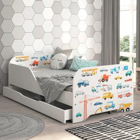 Gyerekágy ágyneműtartóval 140 x 70 cm Járgányok