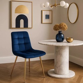 Sötétkék Bársony Étkezőszék Arany Lábbal. YORK Belföldi Raktárról