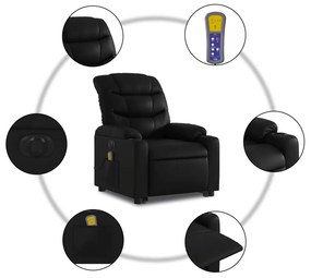 vidaXL elektromos fekete műbőr felállást segítő dönthető masszázsfotel
