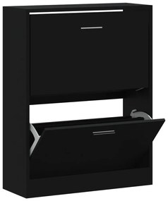 fekete szerelt fa cipősszekrény 63x24x81 cm