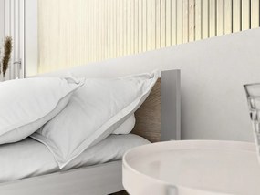Ágy IKAROS 140 x 200 cm, sonoma tölgy/szürke Ágyrács: Lamellás ágyrács, Matrac: Deluxe 10 cm matrac