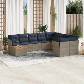 10 részes szürke polyrattan kerti ülőgarnitúra párnával