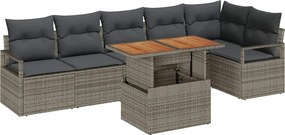 vidaXL Kerti Kanapé Szett tárolóval 7 pcs Szürke Poli rattan