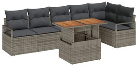 vidaXL Kerti Kanapé Szett tárolóval 7 pcs Szürke Poli rattan