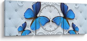 Kép - kék pillangók (órával) (90x30 cm)