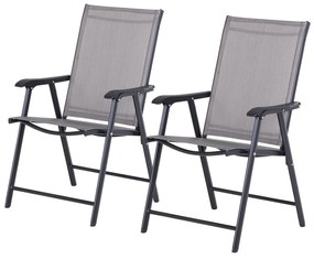Összecsukható karfás szék 2 db-os szett, kempingszék, zürke 58 x 64 x 94 cm