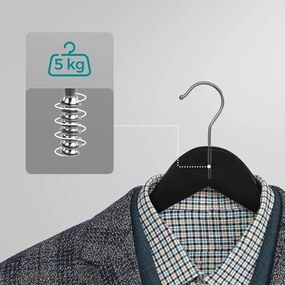 Csúszásmentes ruhaakasztók, vállfák nadrágartóval 20 db fekete