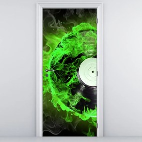 Fotótapéta ajtóra - zölden lángoló CD (95x205cm)