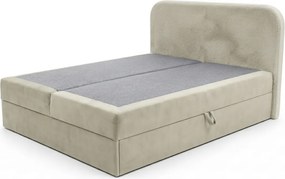 Kárpitozott boxspring ágy FORENA 140x200 cm krémszínű Matrac: Bonell rugós matrac