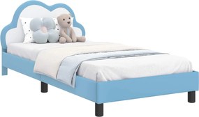 vidaXL Ágykeret fejtámlával Kék 90 x 190 cm PU