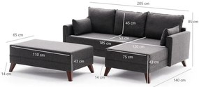 Sarokkanapéágy Bella Mini Jobbos - Antracit