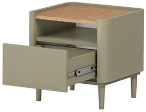 Elivo éjjeliszekrény 50 cm fiókkal, fém lábakon - eukaliptusz / baltic dune tölgy