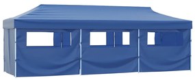 vidaXL kék összecsukható rendezvénysátor 8 oldalfallal 870x291x315 cm