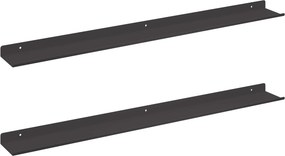 vidaXL Lebegő polc Falra szerelhető 2 pcs Fekete 80 x 9 x 2,5 cm Acél