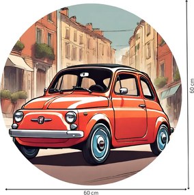 PIPPER. Kör alakú falmatrica "Fiat 500" Méret: 100cm