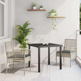 3 részes kerti étkezőkészlet párnákkal, világosszürke poli rattan