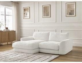 Fehér zsenília sarokkanapé (bal oldali-heverő résszel) Leonore – Bobochic Paris