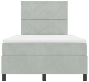 Boxspring Ágy Matrac Könnyű Szürke Kis Kétszemélyes Bársony