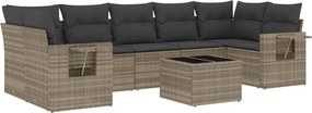 vidaXL 8 részes világosszürke polyrattan kerti ülőgarnitúra párnával