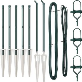 vidaXL Kerítésoszlop 7 pcs Zöld Acél
