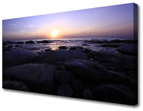 Vászonkép Stones-tenger táj 125x50 cm