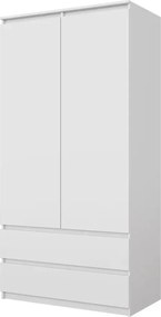 Szekrény 90 cm Joelle Fehér Matt 2 Ajtós 2 Fiókos 3 Polcos