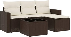vidaXL 5 részes barna polyrattan kerti ülőgarnitúra párnával