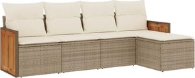 vidaXL 5 részes bézs polyrattan kerti ülőgarnitúra párnákkal