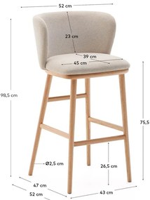 Bézs bárszék (ülésmagasság 75,5 cm) Ciselia – Kave Home