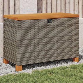 vidaXL szürke polyrattan és akácfa kerti tárolóláda 80 x 40 x 48 cm