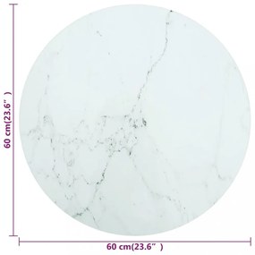 fehér edzett üveg asztallap márványdizájnnal Ø60 x 0,8 cm