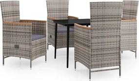 vidaXL 5 részes szürke kerti étkezőgarnitúra párnákkal