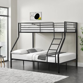 [neu.haus] Emeletes ágy 3 személyes 200x140/90cm fém gyerekágy heverő létrával fekete