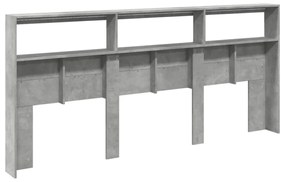 betonszürke áthidalószekrény LED-világítással 220 x 17 x 102 cm