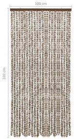 tópszínű és fehér zsenília rovarfüggöny 100 x 220 cm