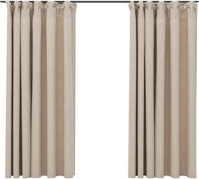 vidaXL 2 db bézs vászonhatású sötétítőfüggöny kampókkal 140 x 175 cm