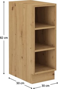 Alsó nyitott szekrény, artisan tölgy, MONRO 30 D OTW BB