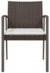2 db barna polyrattan kerti szék párnával 56,5 x 57 x 83 cm