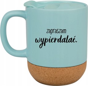 Kék Bögre Fedéllel És Parafa Aljjal Ajándék