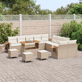 Kerti Kanapé Szett 14 pcs bézs és krémszínű 110 x 55 x 71 cm