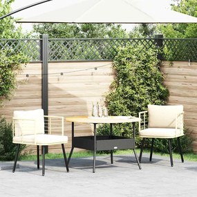2 db természetes polyrattan kerti szék párnákkal