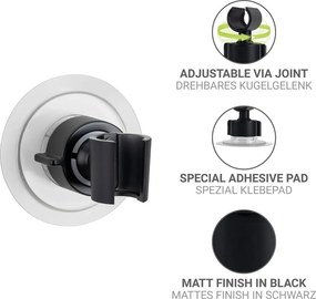 Fekete öntapadós műanyag zuhanyfej tartó Libertà – Wenko