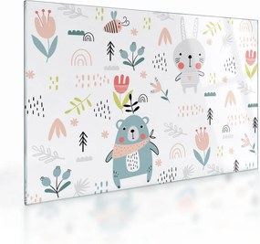 Üveg kép - Állatok a réten (70x50 cm)