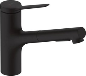 Hansgrohe Zesis M33, mosogató csaptelep 150, kihúzható spray-vel, sBox lite, fekete matt, 74803670