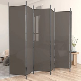 6 paneles antracitszürke szövet térelválasztó 300 x 220 cm