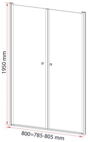 Saloon 80x195 cm kétszárnyú zuhanyajtó