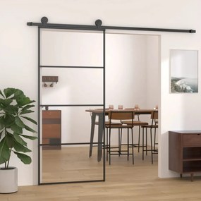 fekete alumínium és ESG üveg tolóajtó 90 x 205 cm