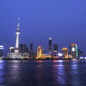 Poszter 30x30cm Panoráma Sanghaj, Assaf Frank