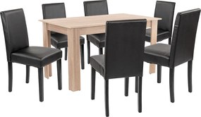 Leon 6+1 étkező garnitúra sonoma tölgy-fekete