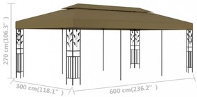 tópszínű pavilon 6 x 3 m 180 g/m²